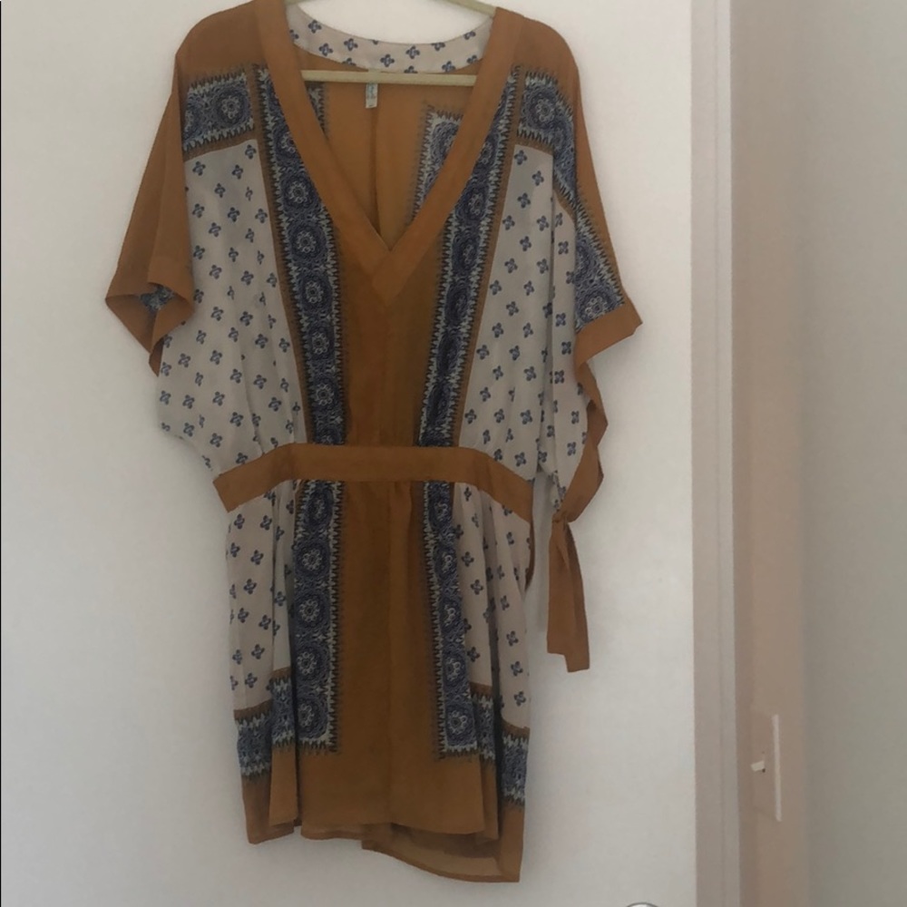 Free People Brown and Blue Mini Dress
